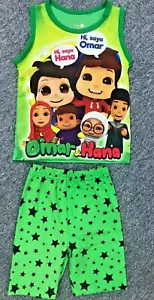 Omar And Hana YouTube Stars Green Sleeveless T-shirt and Shorts Set. - Picture 1 of 6