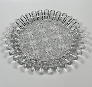Sunflower Shape Clear Glass Round Serving Plate 25.5cm With Diamond Cut Design - Picture 1 of 10