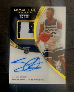 2018-19 Panini Immaculate Josh Okogie verdadero radiocontrol rpa novato parche en tarjeta automático #/99 - Imagen 1 de 3