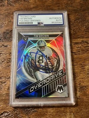 Tim Brown IP Signed Mosaic Card PSA DNA Coa Slab Raiders Autographed - Image 1 of 3