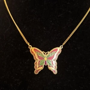 Sara Coventry Schmetterling Halskette goldfarben und Emaille 17 Zoll - Bild 1 von 5