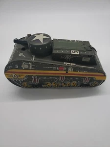 Vintage 1940er Marx Blech Litho zum Aufziehen funkelnder Doughboy Armee Panzer Spielzeug mit Box USA - Bild 1 von 10