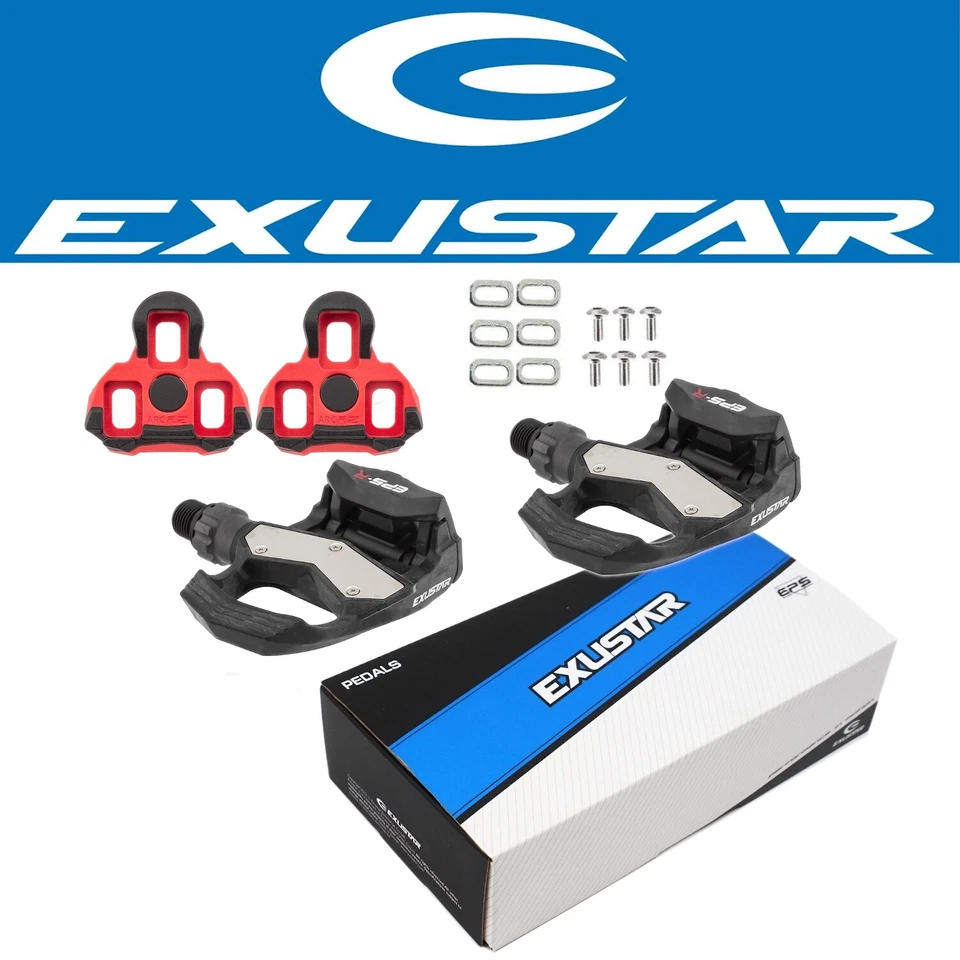 Pedales de bicicleta de carretera Exustar E-PR4ST EPS-R compuestos sin clip se adapta a Look Keo con tacos Foto 1 de 2