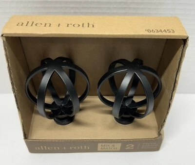 Nuevo en caja Allen Roth Juego de 2 remates negros mate para varillas de 1" de diámetro 0634453 Foto 1 de 2