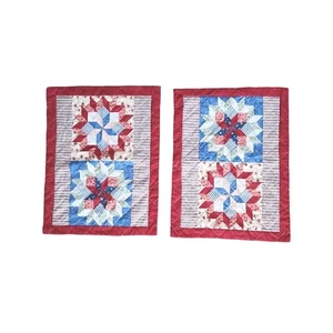 Patchwork Quilted Pillow Sham Cover Set Of 2 Pillowcase 20x26.5" Americana - Picture 1 of 10