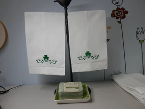 Irish Luck Embroidered Linen hand towels - Picture 1 of 3