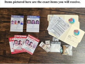 1/6 SCALE Mini DEA Paperwork, Folders, Evidence, Wanted Poster, Cash, Contraband - Picture 1 of 19