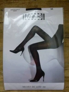WOLFORD BLACK VELVET DE LUXE MATT OPAQUE 66 DENIER TIGHTS-SIZE MEDIUM - Picture 1 of 4