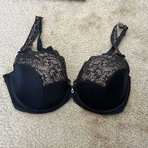 Curvy Couture Size 32DDD black lace underwire Diamond jewel bra style 1017 - Picture 1 of 12
