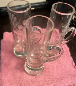 Vintage "Böhmen Glas" 3 Kristall Blumen geätzt Made in Czechoslovakia 50er Jahre - Bild 1 von 5