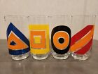 Vintage Libbey 1970 Bold Geometric Glasses Set of 4 **See Description**