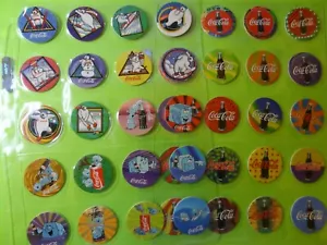 Pogs COCA COLA * Set of 40 * 1995 * Sheets included * Very Nice Set * Coke - Picture 1 of 6