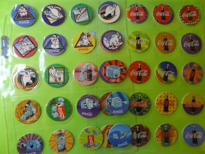 Pogs COCA COLA * Set of 40 * 1995 * Sheets included * Very Nice Set * Coke - Image 1 of 4