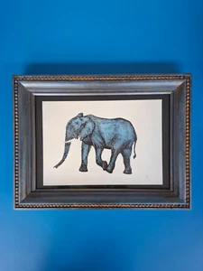 Gerahmter Elefant Original Tusche & Acryl Zeichnung - Bild 1 von 14