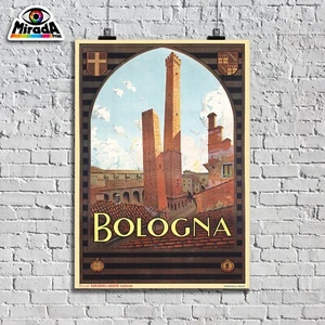 Kopie Autor Poster Vintage Bologna Quadrat Maggiore San Petronio Türme Stadt - Bild 1 von 3