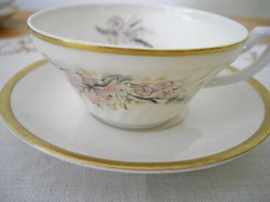 Vintage Syracuse China ELIZABETH Demitasse Cup Pink Flowers & Gold Rim Saucer ~ - Picture 1 of 11