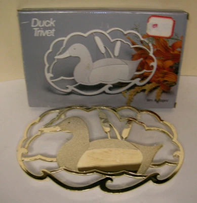 Duck Trivet подвесной или отдельно стоящий посеребренный Wm. Текстурированные часы Rogers 10,25x7"" - Изображение 1 из 4