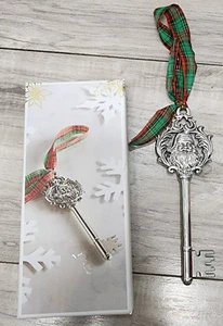 Pier 1 Silver Metal Santa Key Ornate Key For No Chimney 6" Ornament - Picture 1 of 7