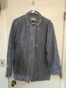Vintage Ralph Lauren Feuerwehrmann Oversized Jeansjacke gestreift Gr. L schneller Versand - Bild 1 von 8