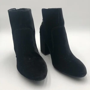Guess Studded Booties Boots Womens Size 8.5 M Black Velour Studded Back Zipper - Picture 1 of 21