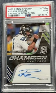 🔥2020 Spectra Champion Signatures AUTO #14/15 Russell Wilson PSA 9 COME NUOVO🔥 - Foto 1 di 2