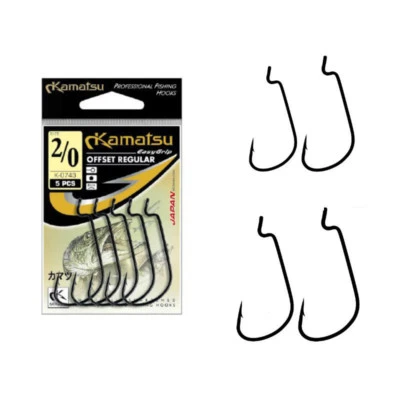 5 X KAMATSU (K-0743) OFFSET REGULAR, OFFSET WORM DROP SHOT HAKEN CARBON JIGHAKEN