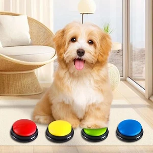 4 Color Dog Communication Talking Button Set - 30 Seconds Repeatable Dog Spea... - Picture 1 of 7