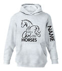 Personalised Horse Hoodie Childrens Equestrian Riding Glitter Hoody Arm Print