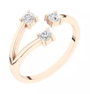 VS F 0.60 Carat Lab Grown Diamond Open Solitaire Engagement Ring 14K Rose Gold - Picture 1 of 7