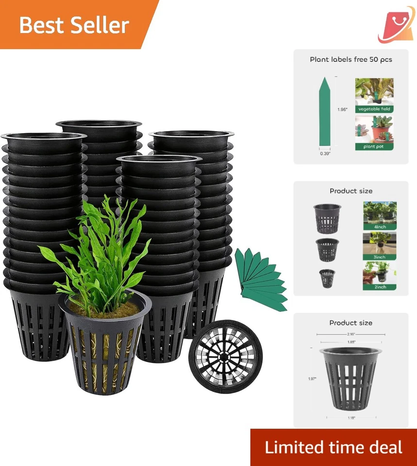 100pcs 2 Inch Garden Slotted Mesh Net Cups Plastic Plant Nursery Pots With 100pc