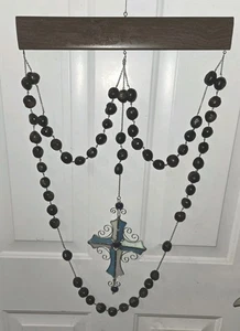 Rosario da appendere a parete vetro colorato croce buckeye perline decorazione fatta in casa - Foto 1 di 3