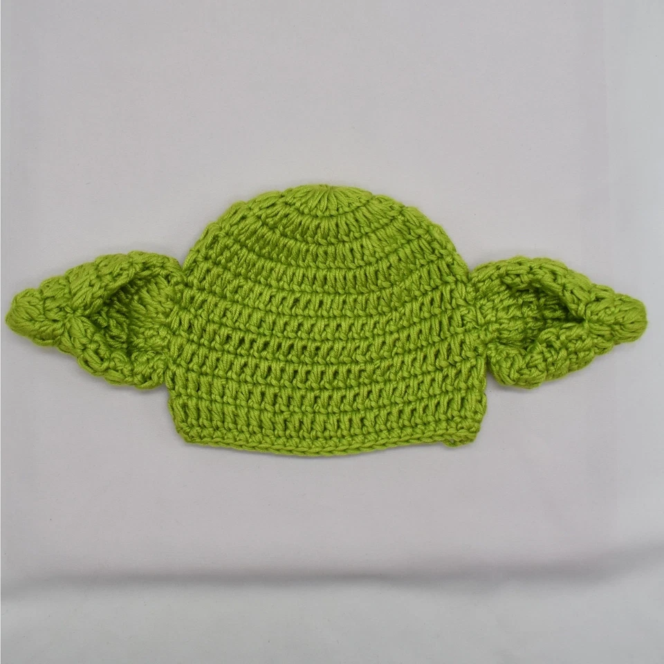 手工针织 Grogu 婴儿尤达绿色帽子婴儿/幼儿星球大战曼达洛人  — 第 1/4 张图片