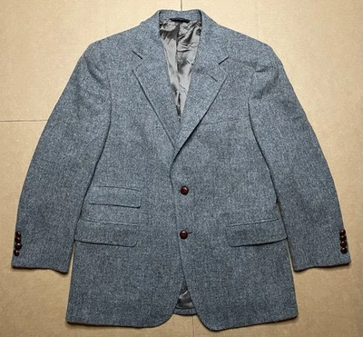 Brooks Brothers 40R Plaid Pure New Wool Tweed Blazer Sport Coat Gray Excellent - Image 1 of 4