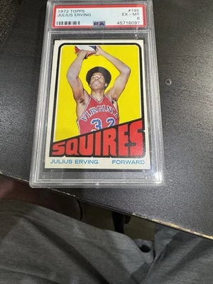 1972 Topps #195 Julius Erving (Dr. J) Rookie PSA 6 HOF RC cartão de basquete - Imagem 1 de 2