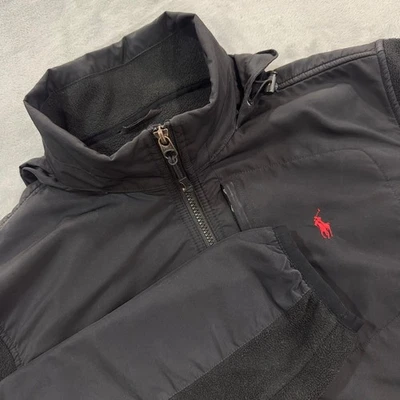 Chaqueta polar vintage Polo Ralph Lauren Polartec para hombre negra nailon logotipo de pony talla L Foto 1 de 4