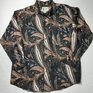 L 80s 90s 100% Silk Goouch Club Abstract Long Sleeve Shirt Vintage - Picture 1 of 8