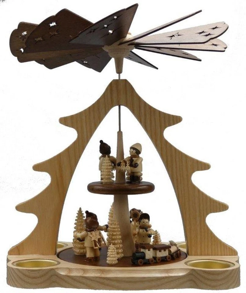 Pirámide Christmaskinder Natural con Velas Tealight Altura 11 pulgadas Alegría de Invierno Foto 1 de 1