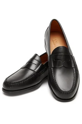 Johnston & Murphy Hayes Penny Loafer Black Brush-Off Leather Premium Mens US9.5M - Image 1 of 4