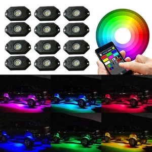 4/6/8/10/12/16/24pcs RGBW LED Rock Lights Underbody Kit Waterproof for Truck ATV - Picture 1 of 20