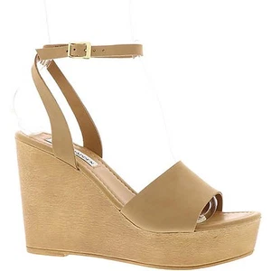Steve Madden Womens Welsh Tan Buckle Wedge Heels Shoes 10 Medium (B,M) BHFO 5477 - Picture 1 of 3