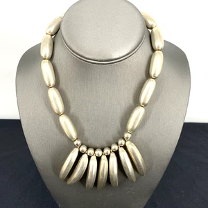 Collana placcato argento grosso 18" stile artiglio orso perline dichiarazione vintage - Foto 1 di 6