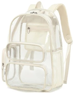 Clear Backpack Heavy Duty Transparent Bag 17" See Through BookBag for Women M... - Picture 1 of 9