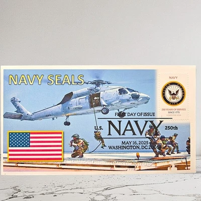 2025 Navy Stamp First Day Cover FDC Seals Ocean USA Sailor America Washington - Image 1 of 2