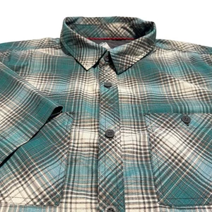 Camicia River Edge manica corta bottoni grande teal plaid tecnica utility escursionismo pesce - Foto 1 di 7