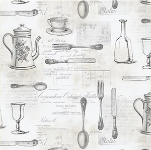 KE29939 - Kitchen Sketched Cutlery Black White Galerie Wallpaper Norwall - Picture 1 of 1