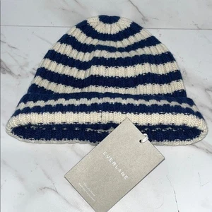 NWT the cashmere beanie Everlane Navy Striped one size - Picture 1 of 3