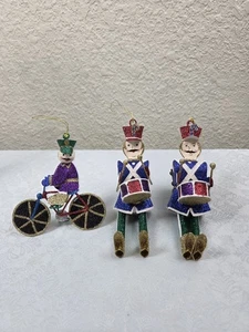 Vintage Nussknacker Ornament 3er Set glitzernd - 2 haben bewegliche Beine 7" lang  - Bild 1 von 5