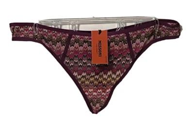 Calcinha fio dental Missoni XL malha roxa em ziguezague - Imagem 1 de 4