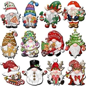 JOPHMO 24 Pieces Christmas Gnome Wooden Ornaments Wood Hanging Decorations for - Picture 1 of 7