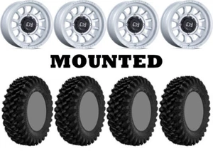 Kit 4 SuperATV XT Warrior Std Tires 28x10-14 on Black Rhino Rapid Machined TER - Picture 1 of 5